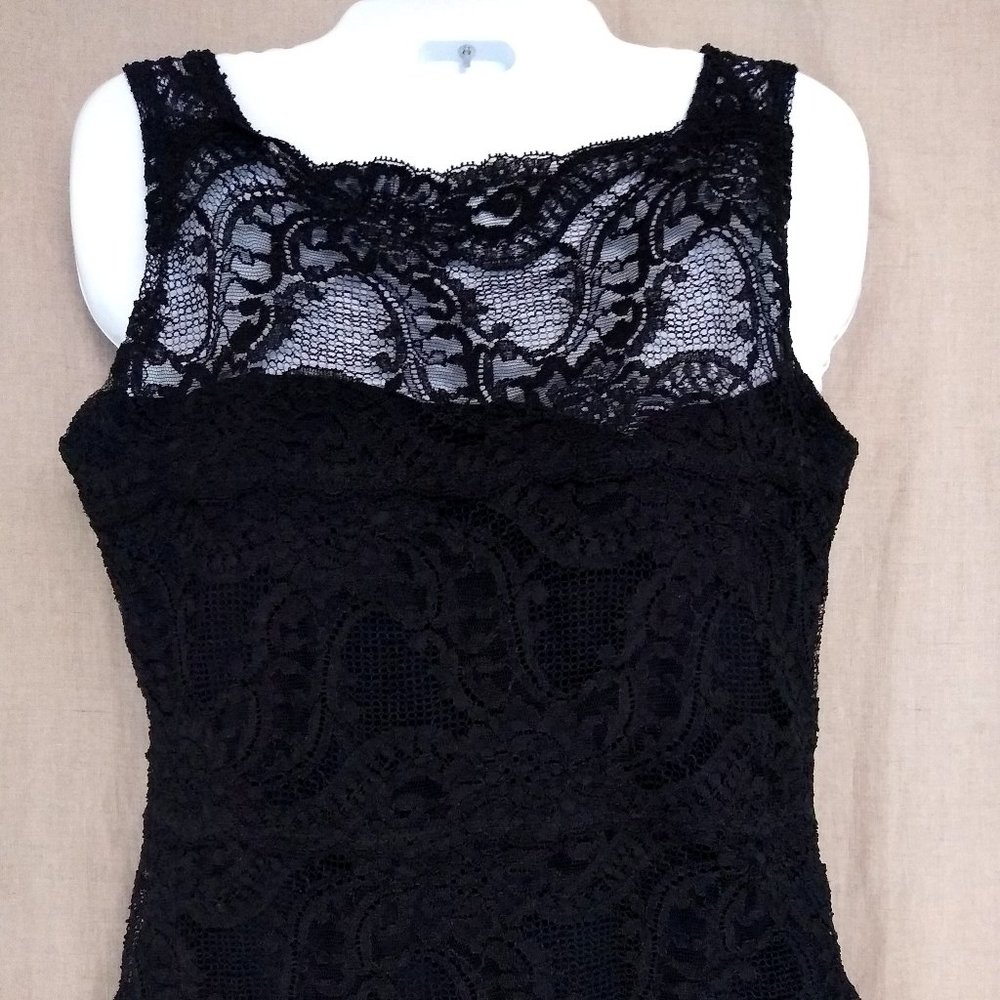 Kay Celine Black Lace Tank Camisole, Size S/M